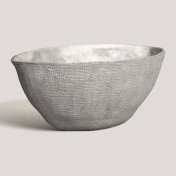 Shiv Silver Gray Hand Chiselled Aluminium Bowl