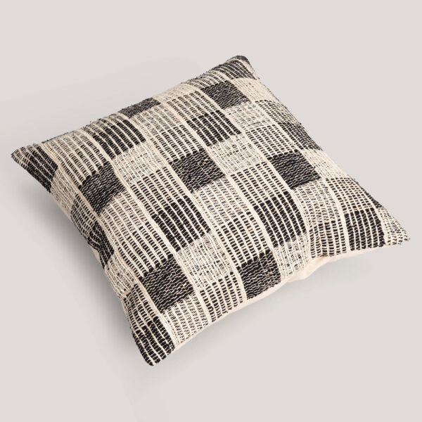 Shah Black / Ivory Handwoven Cushion Cover