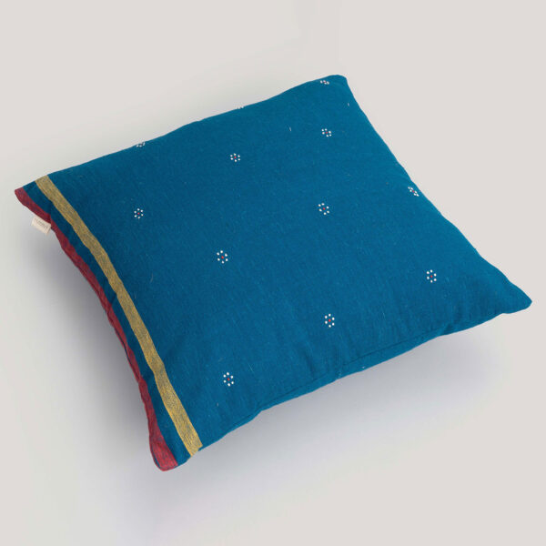 Gagan Teal Tangaliya Handwoven Cotton Cushion Cover