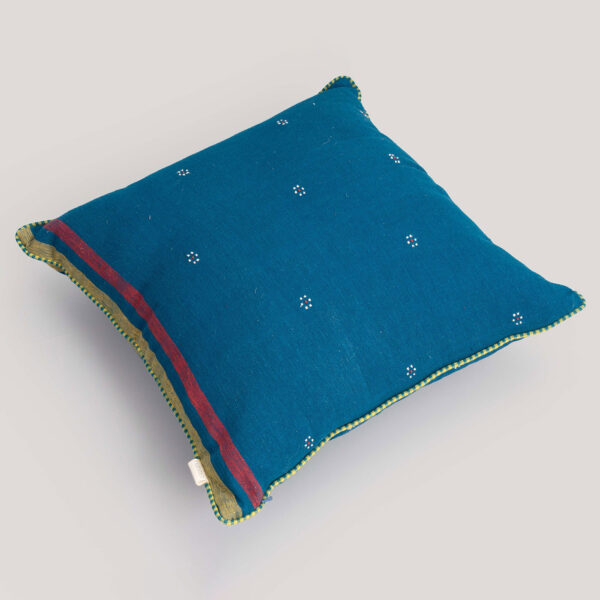 Ganga Teal Tangaliya Handwoven Cotton Cushion Cover