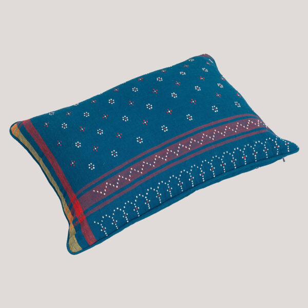 Goury Teal Tangaliya Handwoven Cotton Cushion Cover