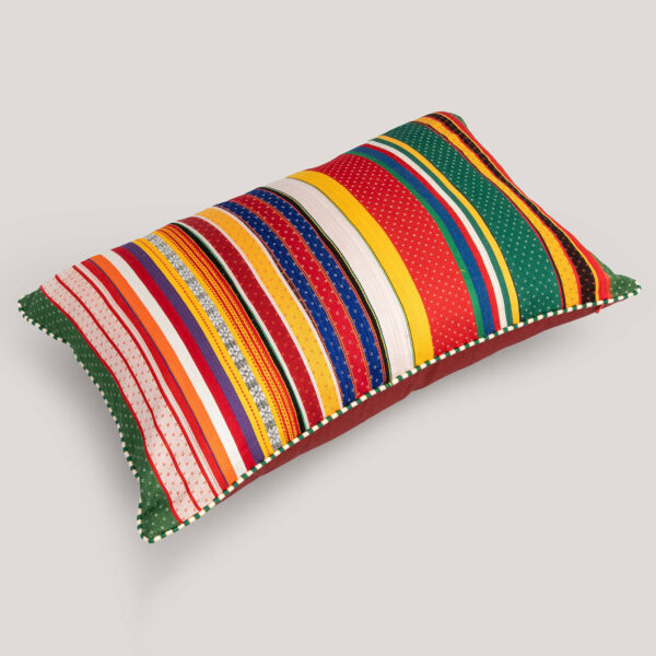 Durga Multi Mashru Handwoven Cotton / Viscose Cushion Cover