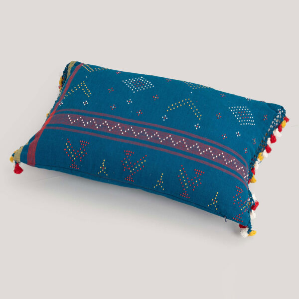 Inder Teal Tangaliya Handwoven Cotton Cushion Cover