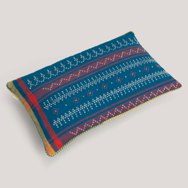 Janak Teal Tangaliya Handwoven Cotton Cushion Cover