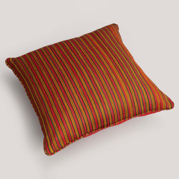 Janki Red Multi Mashru Handwoven Cotton / Viscose Cushion Cover