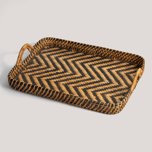 Veda Black / Ecru Natural Fibre Handwoven Tray
