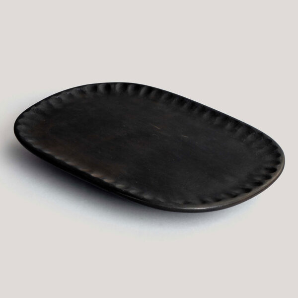 Anika Black Pottery Stone Platter (Large)
