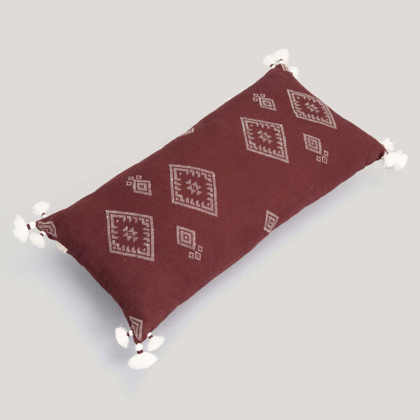 Meenakshi Maroon Kutchi Handwoven Cotton Cushion Cover