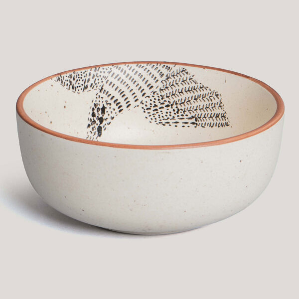 Kuhu Ivory Handpainted Ceramic Serving Bowl
