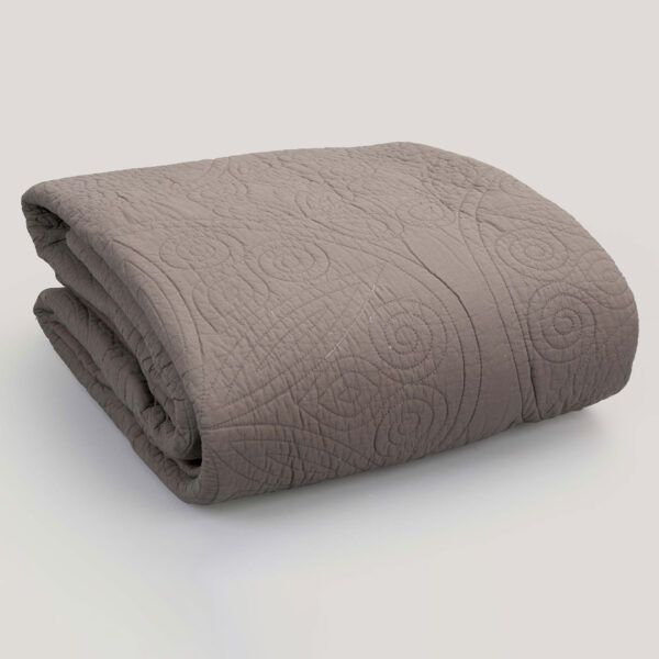 Pritvi Taupe Embroidered Cotton Quilt