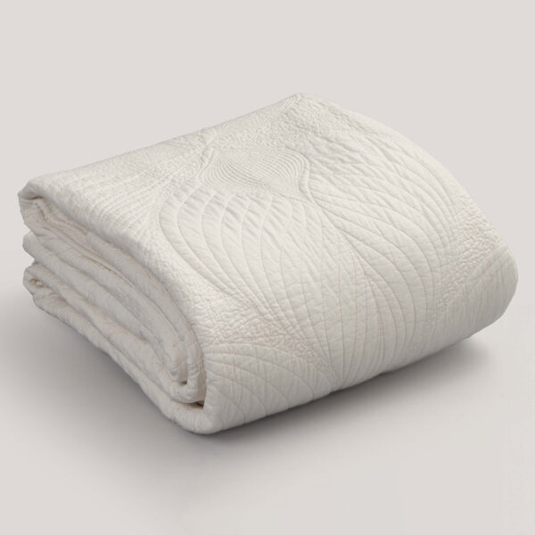 Leher White Embroidered Cotton Quilt