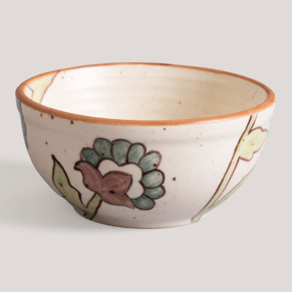 Pria Ivory / Rust Handpainted Ceramic Katori (Set of 4)