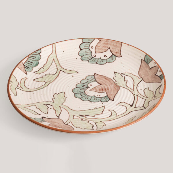 Pria Ivory / Rust Handpainted Ceramic Dinner Plate (Set of 4)