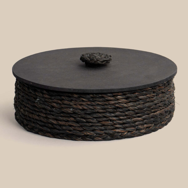 Baburi Black Hand Coiled Natural Fibre Bread Box