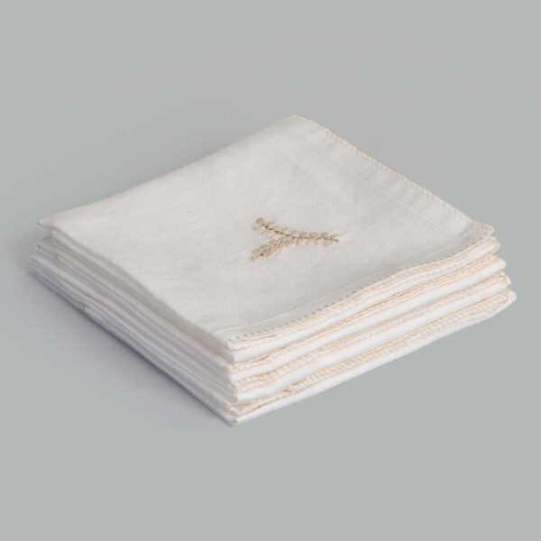 Maize Ivory Hand Embroidered Linen Napkin (Set Of 4)