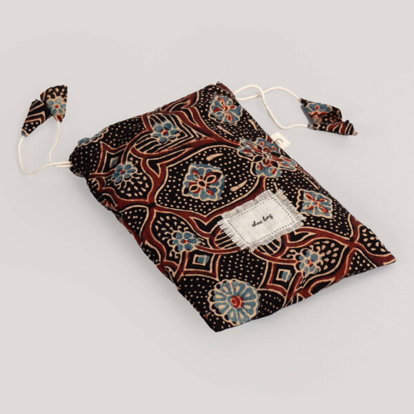 Neenu Red Ajrakh Block Printed Cotton Shoe Bag