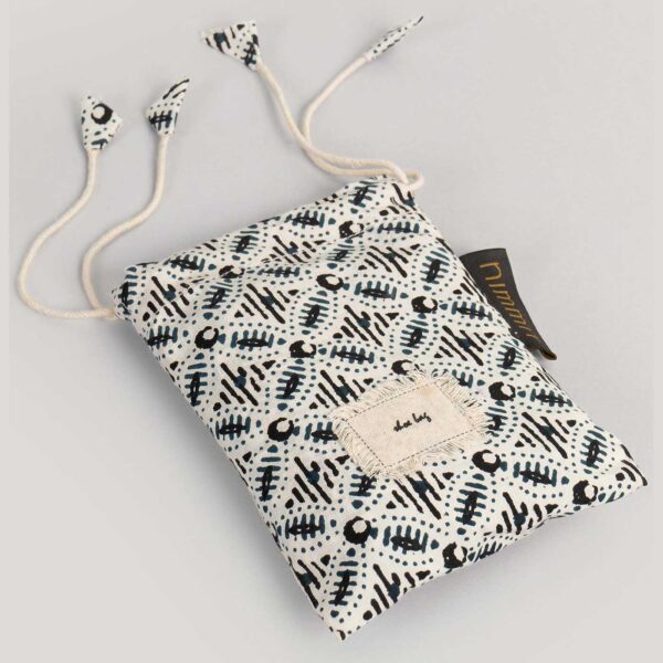 Lima Dark Blue Printed Cotton Shoe Bag