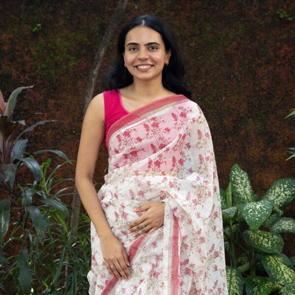 Megha Maroon Kota Doria Handwoven Cotton Silk Saree