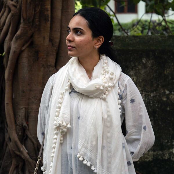 Ashvi Ivory Jamdani Handwoven Handspun Cotton Top